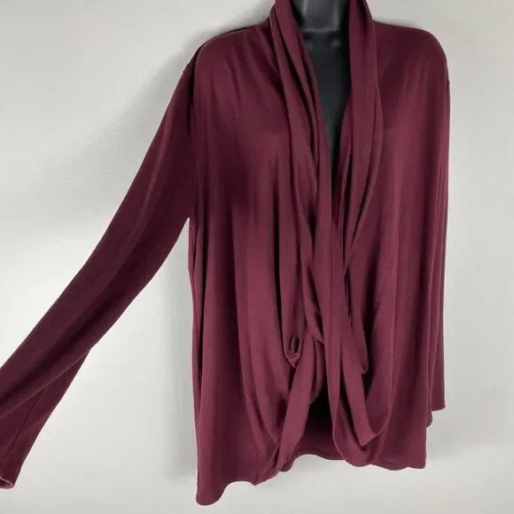Pure Jill Womens Bordeaux Cardigan Sweater Sz Large Multi-Way Wrap Burgundy - Picture 4 of 8